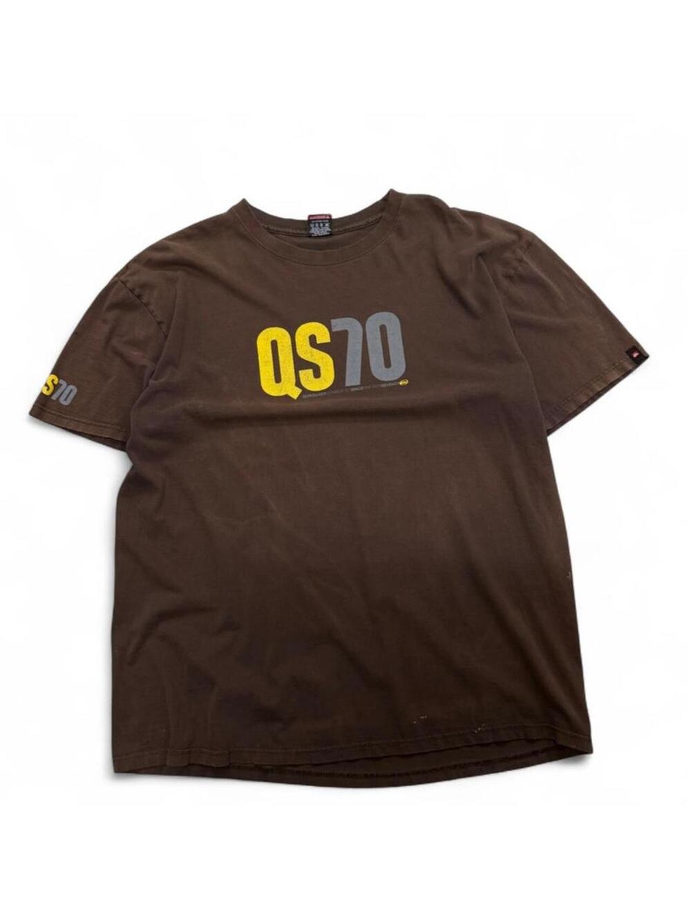 Brown Quiksilver QS70 graphic tee y2k graphic tee size XL #surf #skate
